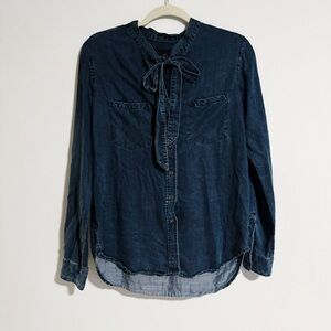 Rails - Dark Wash Chambray Bow Long Sleeve Top
